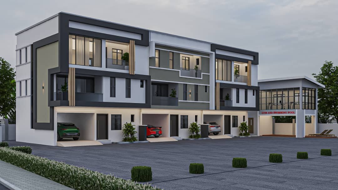 Foludeo Court proposed exterior, dusk